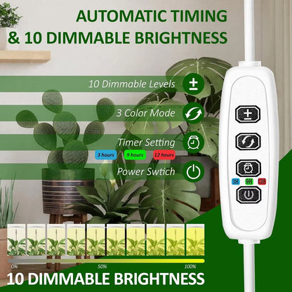 PlantGlow Telescopic FullSpectrum LED Grow Light  Adjustable Height  3912h Timer  10Level Dimming 3