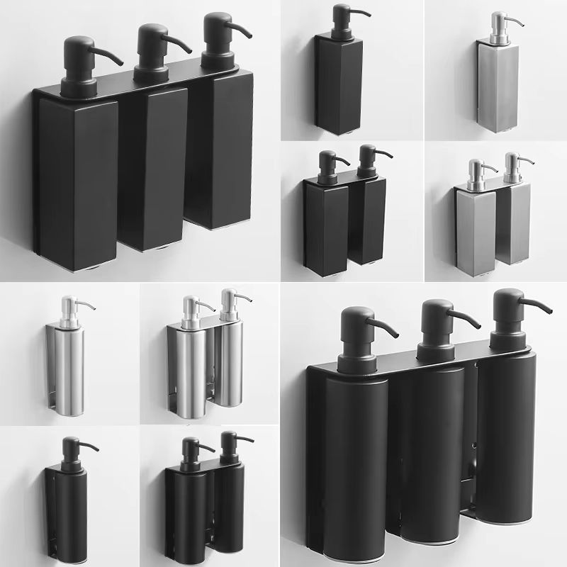 SaniWall 304 Brushed Stainless Steel Manual Soap Dispenser  WallMounted Square  Round For Bathrooms 2