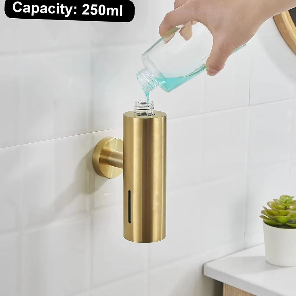 SaniWall 304 Brushed Stainless Steel Manual Soap Dispenser  WallMounted Square  Round For Bathrooms 3