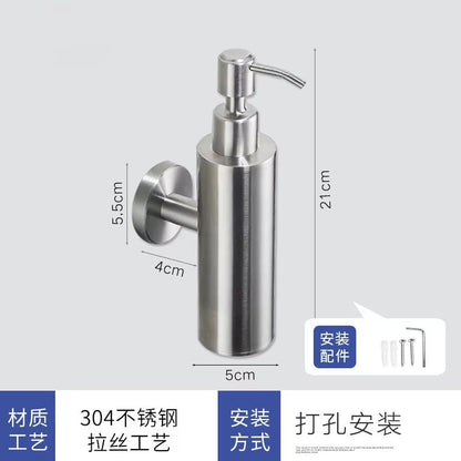 SaniWall 304 Brushed Stainless Steel Manual Soap Dispenser  WallMounted Square  Round For Bathrooms 5