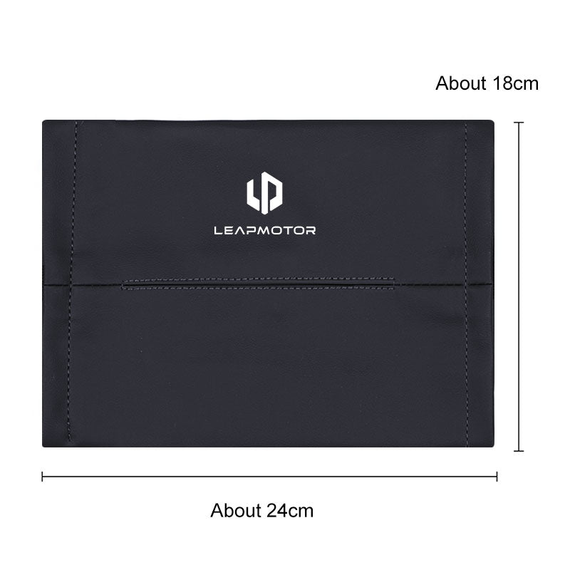 Leather Auto Seat Back Organizer, Leap Motor Visor Box, Car Tissue Holder, Napkin Storage Accessory