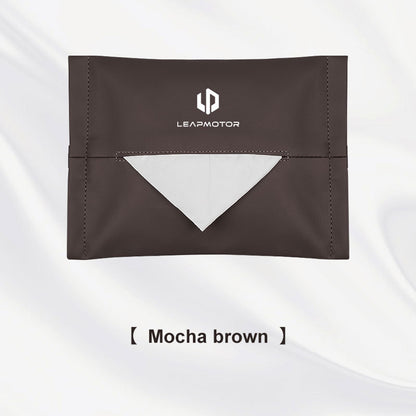 Leather Auto Seat Back Organizer, Leap Motor Visor Box, Car Tissue Holder, Napkin Storage Accessory
