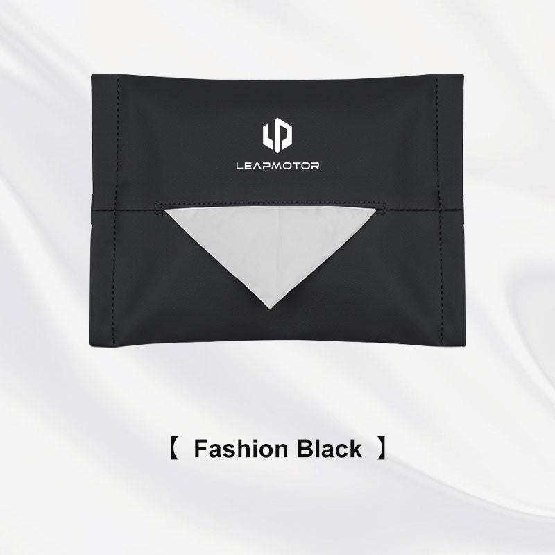 Leather Auto Seat Back Organizer, Leap Motor Visor Box, Car Tissue Holder, Napkin Storage Accessory