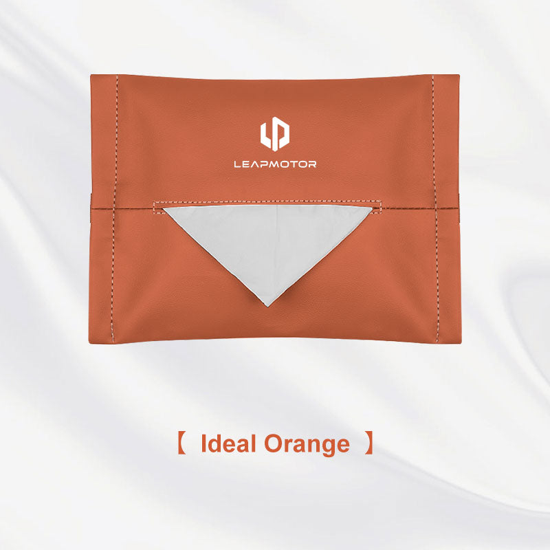 Leather Auto Seat Back Organizer, Leap Motor Visor Box, Car Tissue Holder, Napkin Storage Accessory