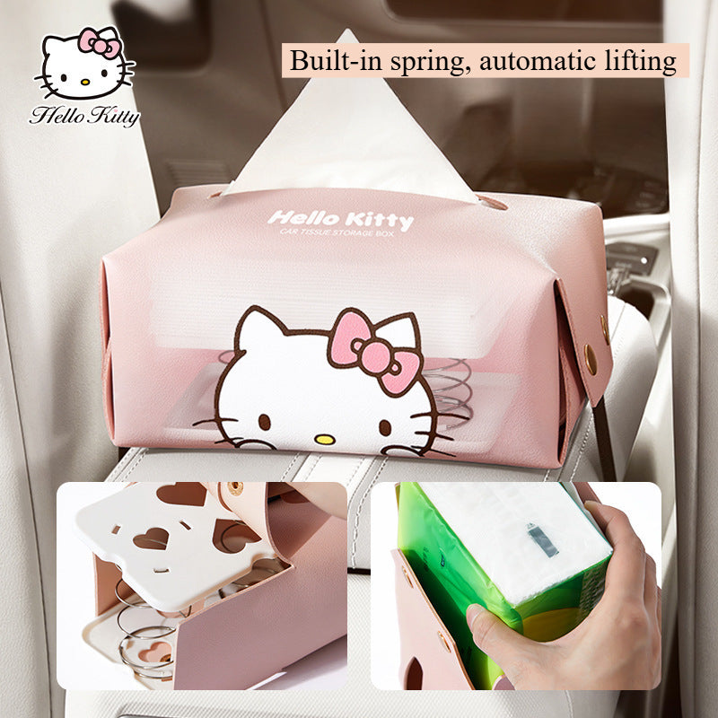 Hello Kitty Car Tissue Box, Sanrio Car Accessories, Universal Center Console Armrest Napkin Holder, Cute Car Decoration