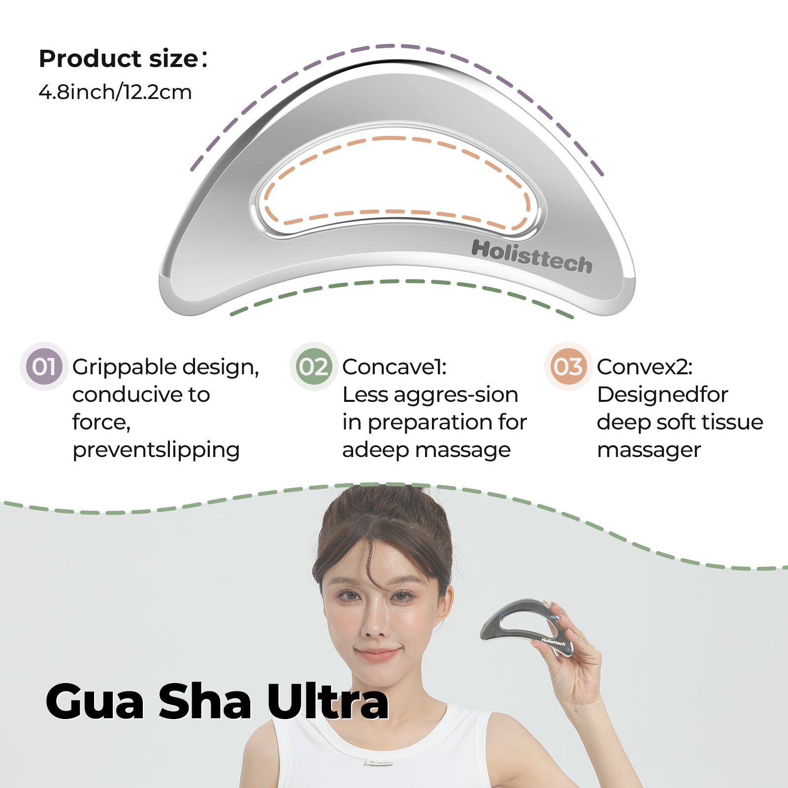 Stainless Steel Muscle Gua Sha Tools, Myofascial Scraping Tool, Deep Massage Therapy for Pain Relief