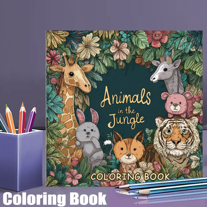 Animals in the Jungle Coloring Book for Adult, Premium Colouring Book, Ideal Drawing Supplies for Christmas