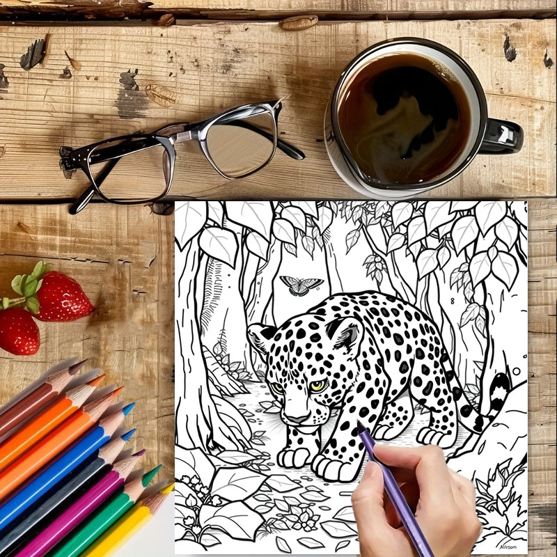 Animals in the Jungle Coloring Book for Adult, Premium Colouring Book, Ideal Drawing Supplies for Christmas