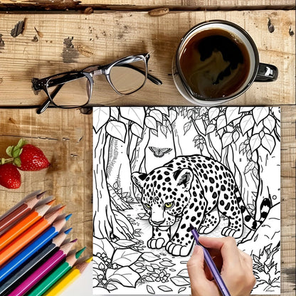 Animals in the Jungle Coloring Book for Adult, Premium Colouring Book, Ideal Drawing Supplies for Christmas