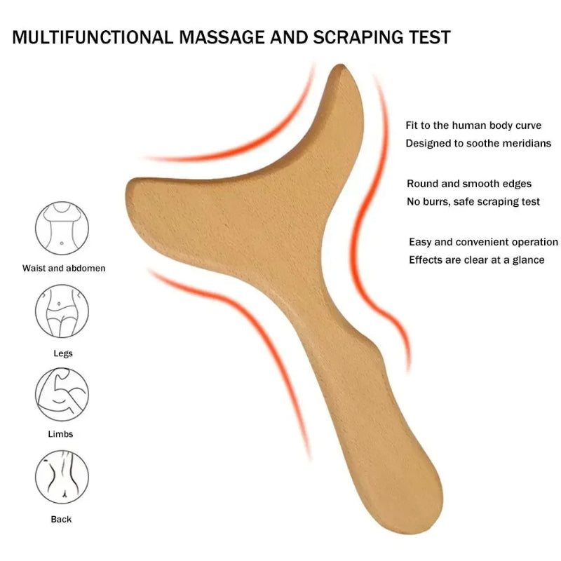 Wood Massager Body Sculpting Tool, Gua Sha Massage Tool for Muscle Release, Lymphatic Drainage & Pain Relief