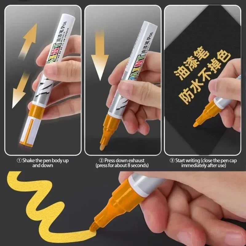 Waterproof Car Paint Marker Pen, Scratch Repair Brush Pen, Automotive Tire Tread Care, Touch Up Paint for Car