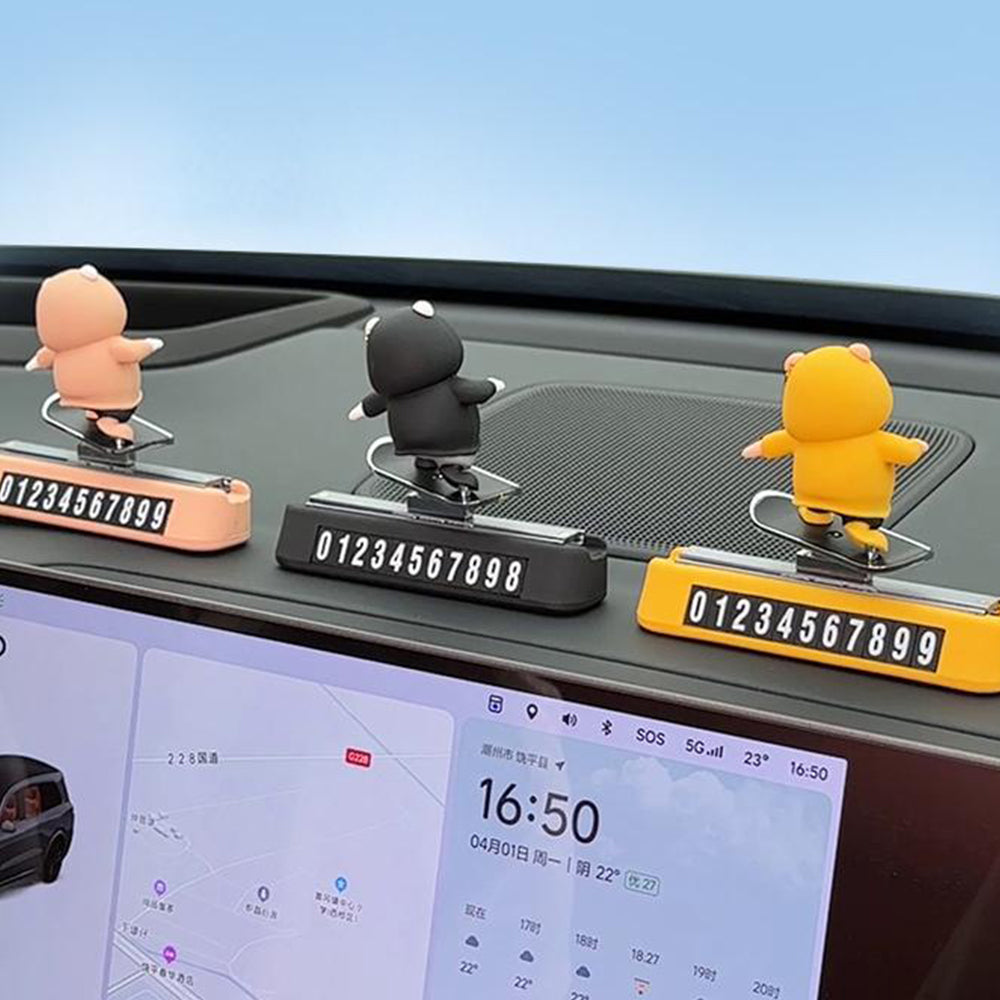 Creative Car Interior Accessories Magnetic Parking Number Plate Skateboard Bear Dashboard Decoratio 4