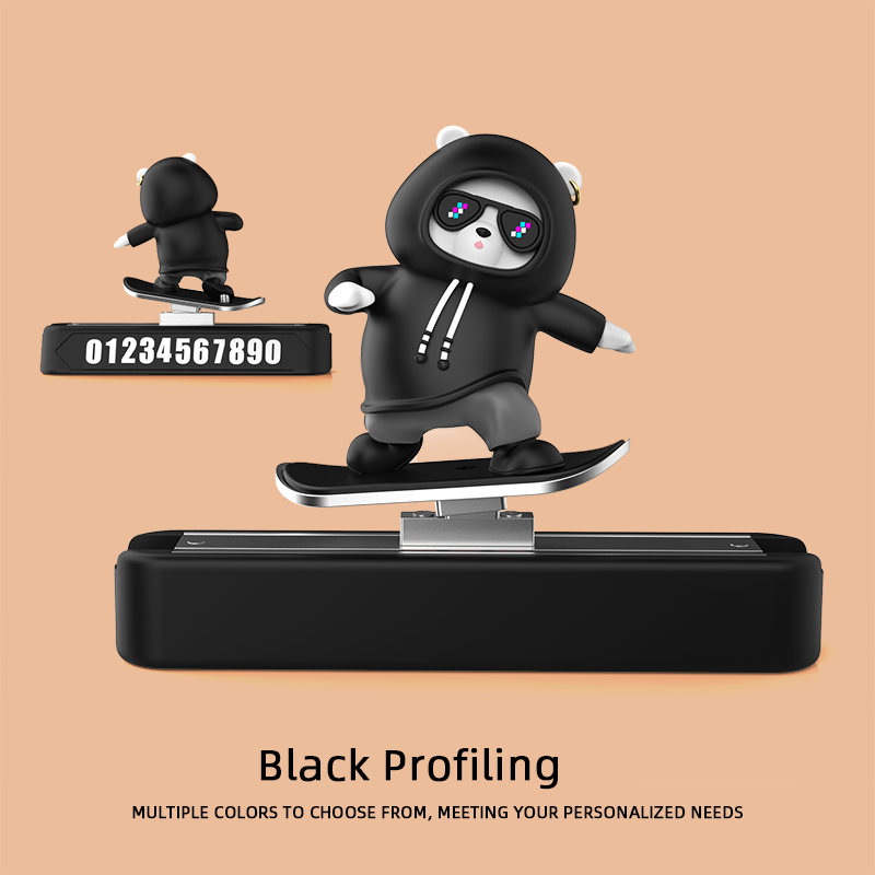 Creative Car Interior Accessories Magnetic Parking Number Plate Skateboard Bear Dashboard Decoratio 10