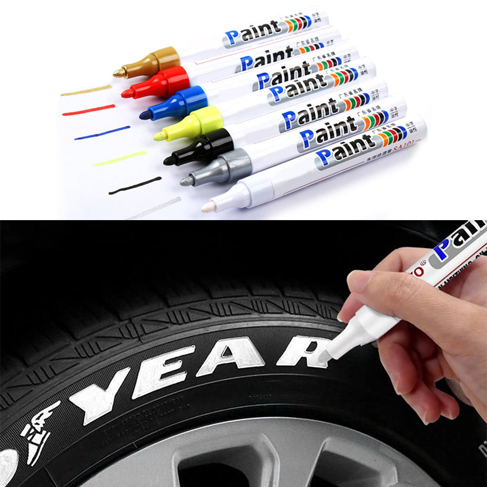 Waterproof Car Tire Marker, White Paint Pen for Auto Wheel Rubber Tyre, Permanent Oily Mark Pen