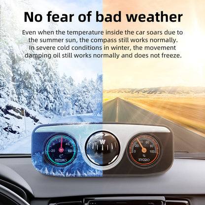 Car Compass, Thermometer Hygrometer, Ornaments Decoration for Auto Boat Vehicles Interior