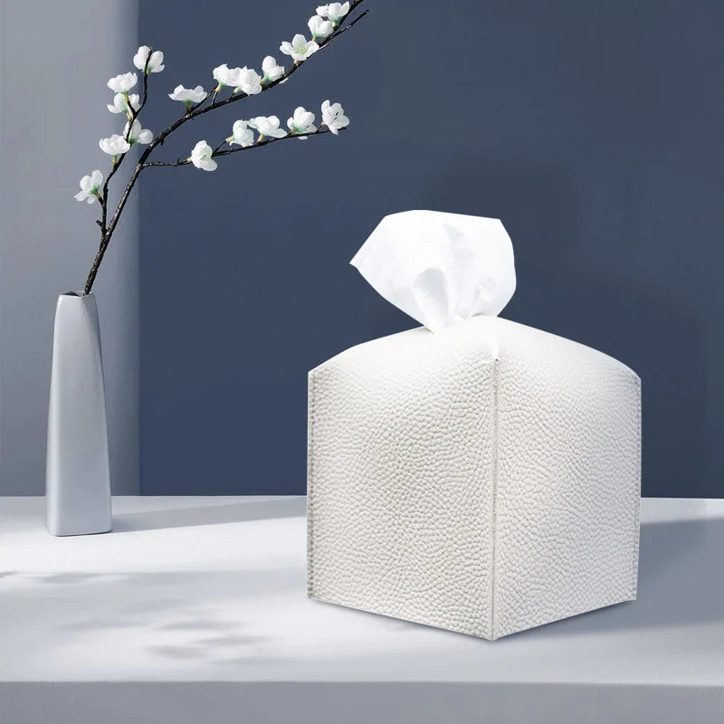 Retro Tissue Box, Square Tissue Box Cover, Decorative PU Leather Case Organizer for Car, Home, Bathroom Desktop