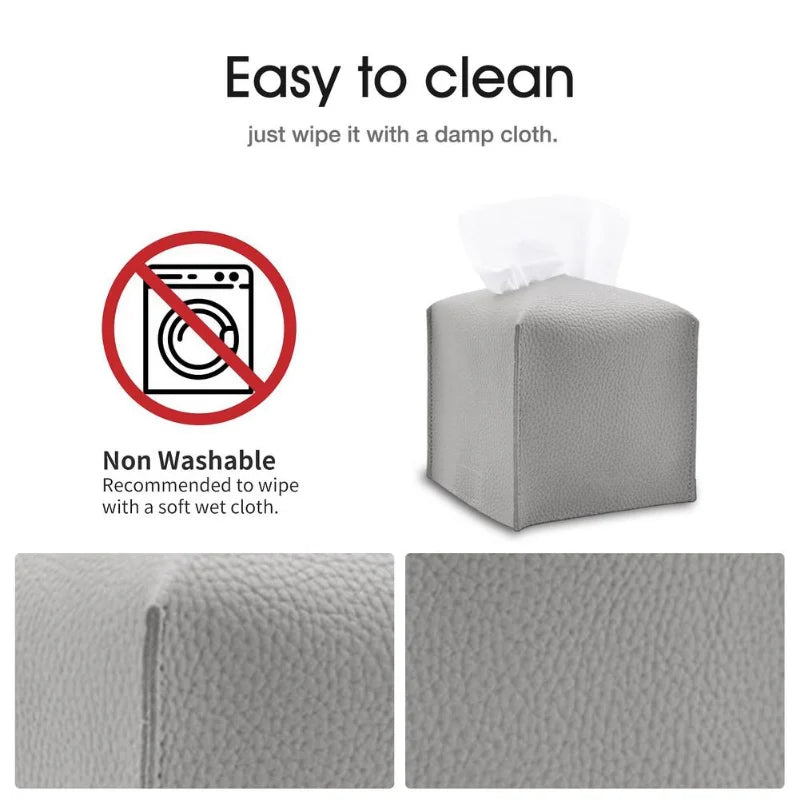 Retro Tissue Box, Square Tissue Box Cover, Decorative PU Leather Case Organizer for Car, Home, Bathroom Desktop