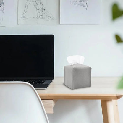 Retro Tissue Box, Square Tissue Box Cover, Decorative PU Leather Case Organizer for Car, Home, Bathroom Desktop