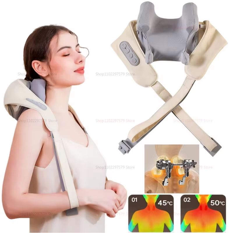 RelaxWave Wireless Neck & Shoulder Massager Shawl – Trapezius & Back Kneading Therapy