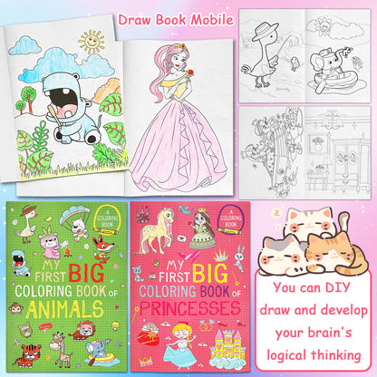 Cute Warm Colored Doodle Books, Preschool Puzzle Painting, Animals and Princesses for Children