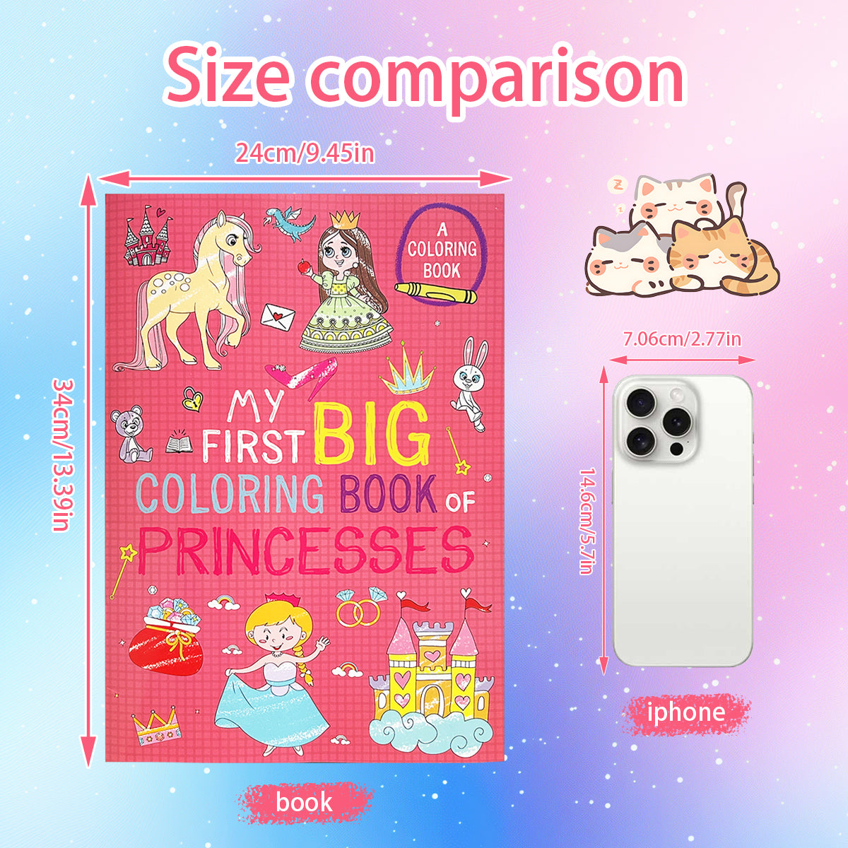 Cute Warm Colored Doodle Books, Preschool Puzzle Painting, Animals and Princesses for Children