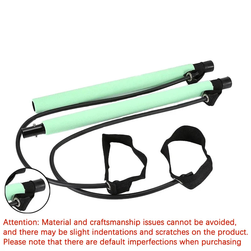 Yoga Pilates Bar Set, Multifunctional Fitness Bar Combination, Elastic Rope Back Trainer Stretching Belt
