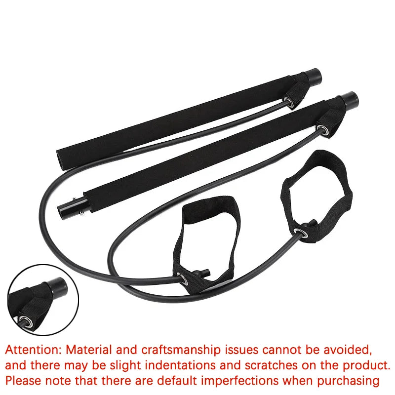 Yoga Pilates Bar Set, Multifunctional Fitness Bar Combination, Elastic Rope Back Trainer Stretching Belt
