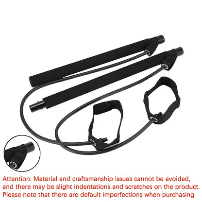 Yoga Pilates Bar Set, Multifunctional Fitness Bar Combination, Elastic Rope Back Trainer Stretching Belt
