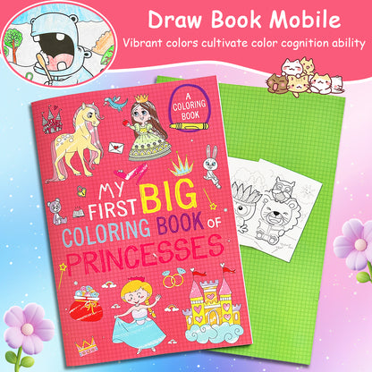 Cute Warm Colored Doodle Books, Preschool Puzzle Painting, Animals and Princesses for Children