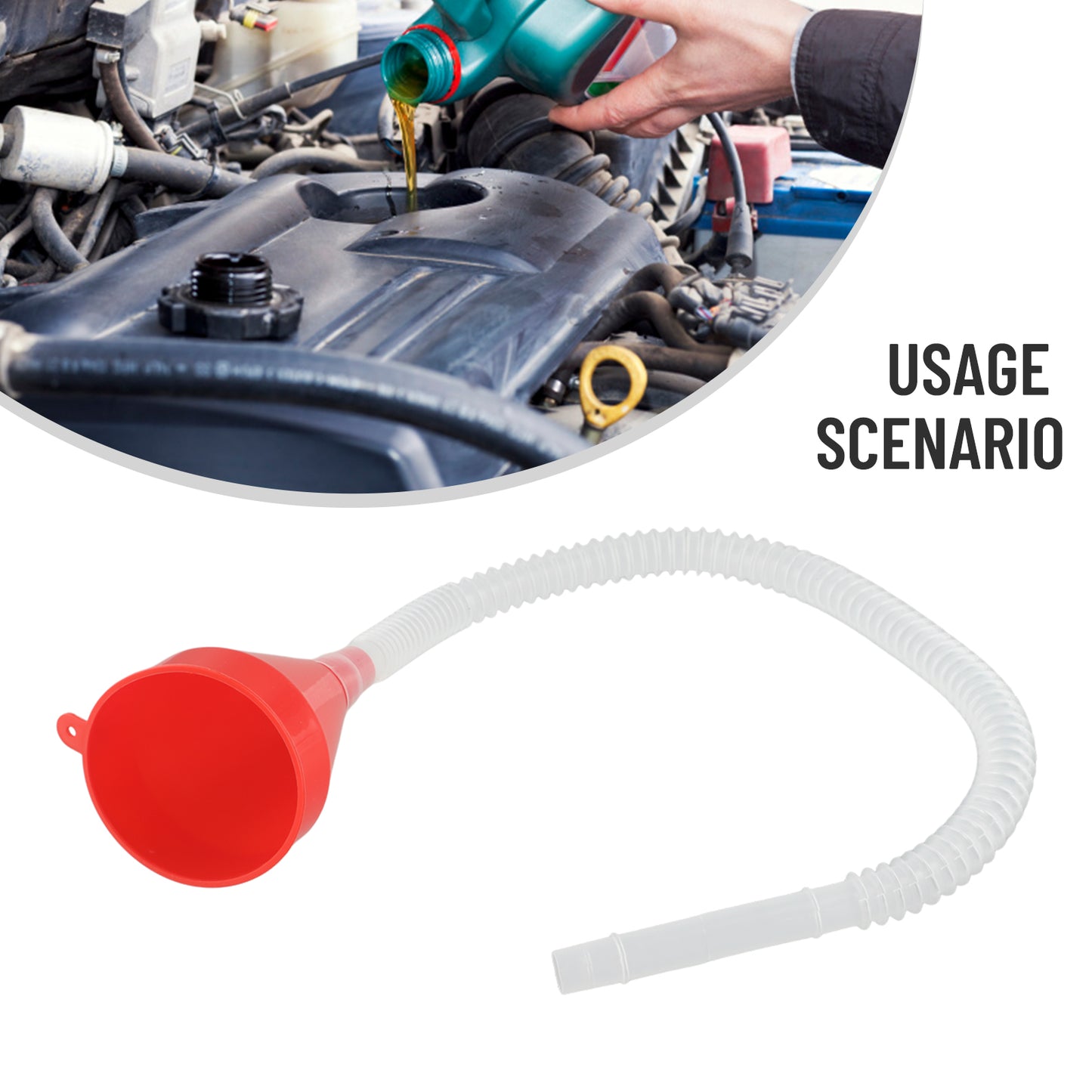 Telescopic Car Refueling Funnel, Universal Oil Funnel with Detachable Hose for Motorcycle and Engine