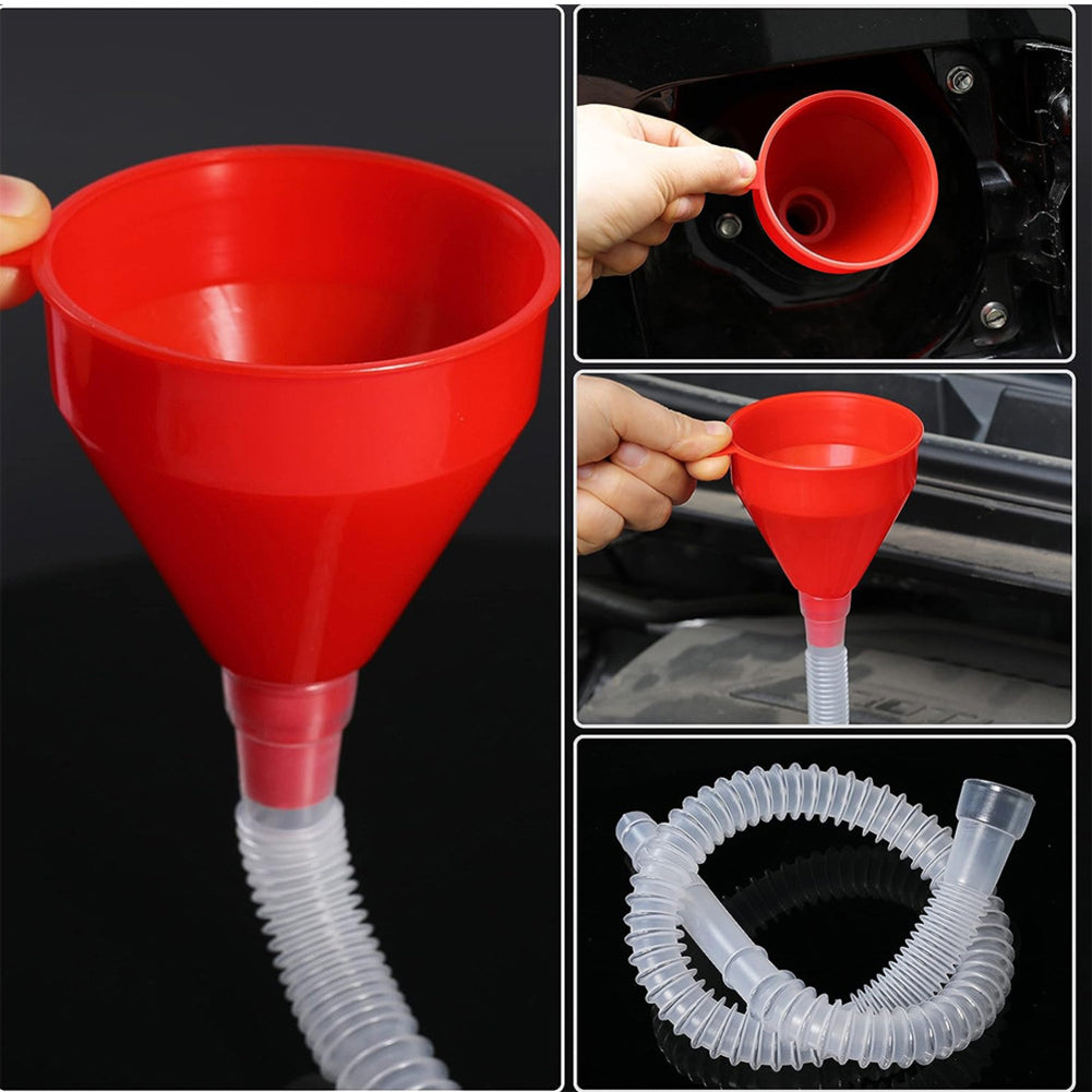 Telescopic Car Refueling Funnel, Universal Oil Funnel with Detachable Hose for Motorcycle and Engine