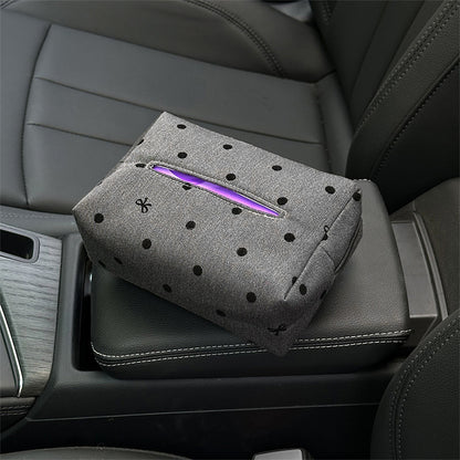 Fashionable Car Tissue Box, Creative Hanging Design, Polka Dot and Bow Tie Pattern, Multi Functional In Car Tissue Paper