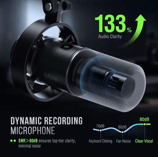 FIFINE K688 Dual USB XLR Professional Dynamic Microphone Kit