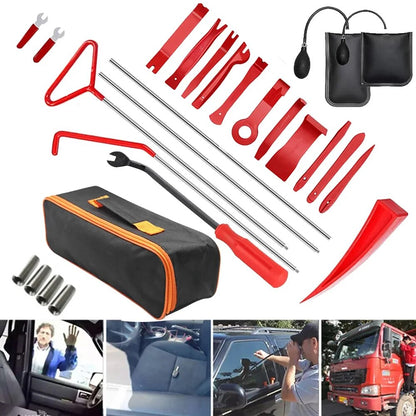 Thickened Car Wedge Pump, Locksmith Door Air Cushion, Emergency Open Tool Kit with Long Reach Grabber