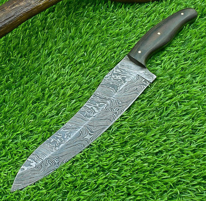 Hand Forged Damascus Steel Chef Knife | 12" Custom Handmade Kitchen Knife