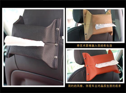 Auto Clip Holder Tissue Box, PU Leather Car Armrest Organizer, Seat Back Paper Napkin Holder Accessory