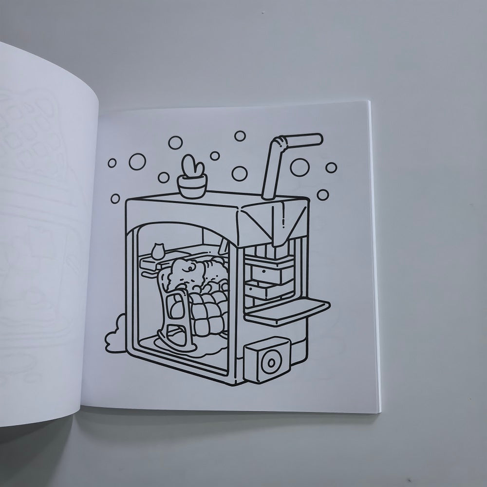 Cozy Spaces Coloring Book, Stress Relieving Art for Adults, Teens, with Calming Animal Scenes