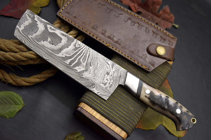 115 Handmade Damascus Steel Chef Knife  Full Tang Kitchen Hunting  Camping Knife 1