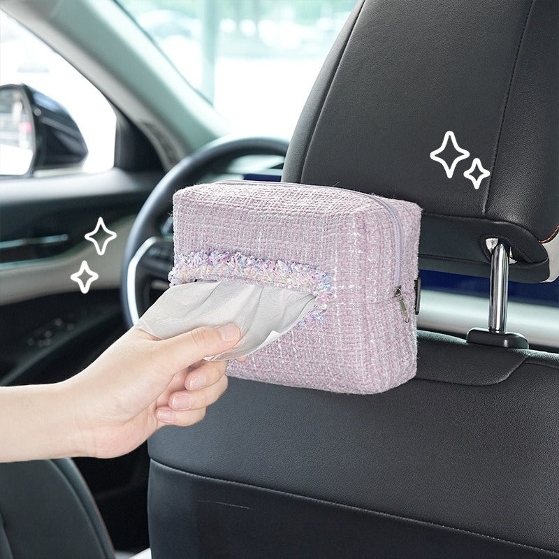 Creative Car Tissue Box, Small Fragrance Style, High End Car Hanging Paper Box, Multi Function Handrail Box