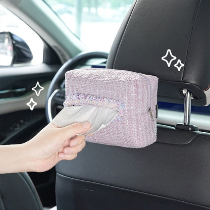 Creative Car Tissue Box, Small Fragrance Style, High End Car Hanging Paper Box, Multi Function Handrail Box