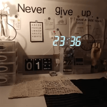 GlowTime 3D LED Digital Wall Clock with Adjustable Brightness and Night Mode