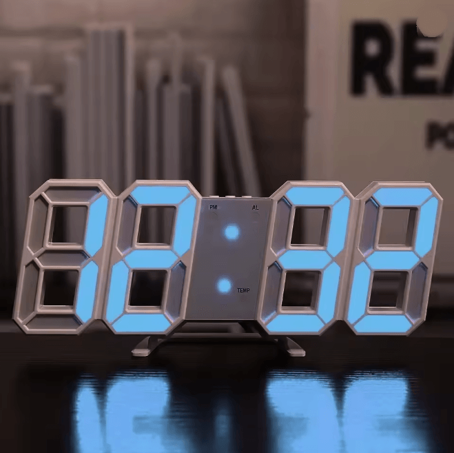 GlowTime 3D LED Digital Wall Clock With Adjustable Brightness And Night Mode 4