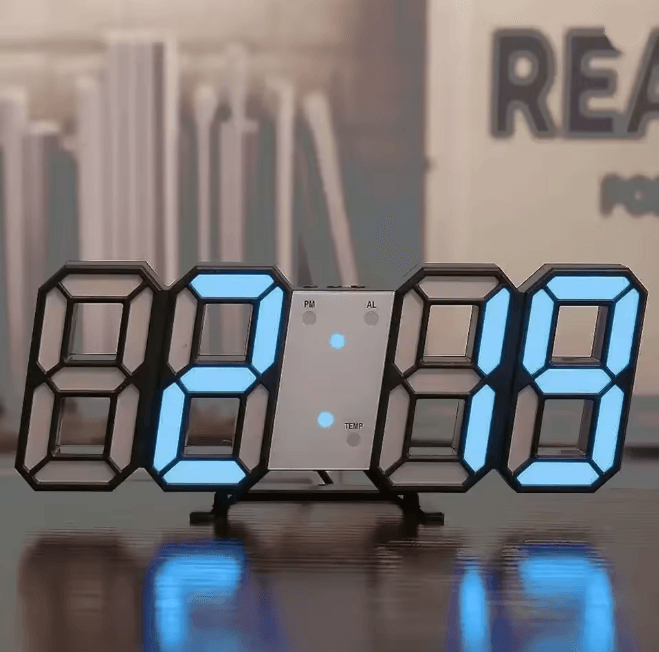 GlowTime 3D LED Digital Wall Clock With Adjustable Brightness And Night Mode 7