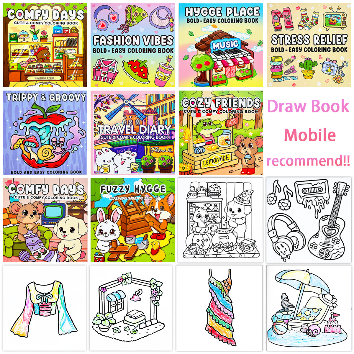 Childrens Anxiety Relief Coloring Book Stress Therapy Art Bold Illustrations Multiple Comforting Th 1