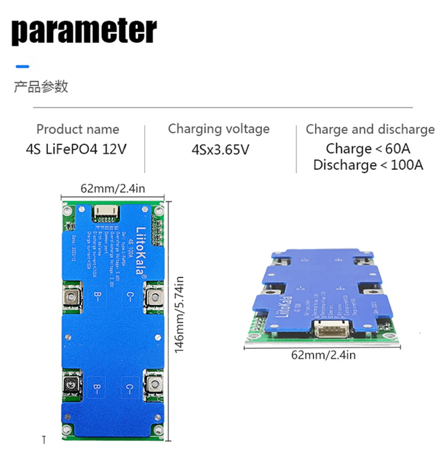LiitoPower 4S 12V 100A LiFePO4 Battery Management System With Balanced Charging 3