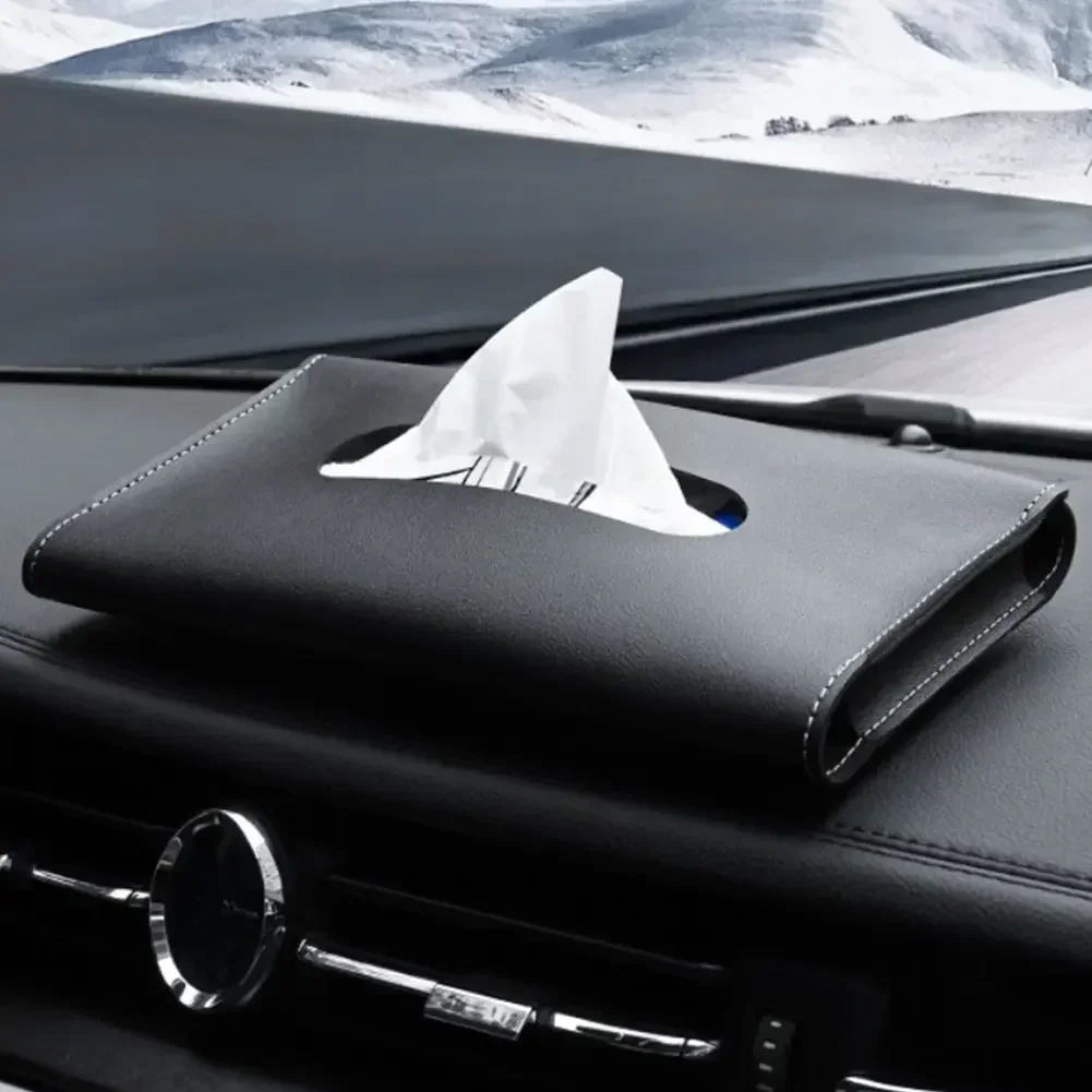 PU Leather Car Sun Visor Tissue Box Holder Auto Interior Storage Decoration 1PC Space Saver 3