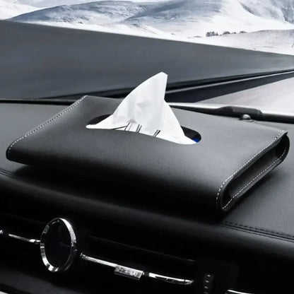 PU Leather Car Sun Visor Tissue Box Holder Auto Interior Storage Decoration 1PC Space Saver 3