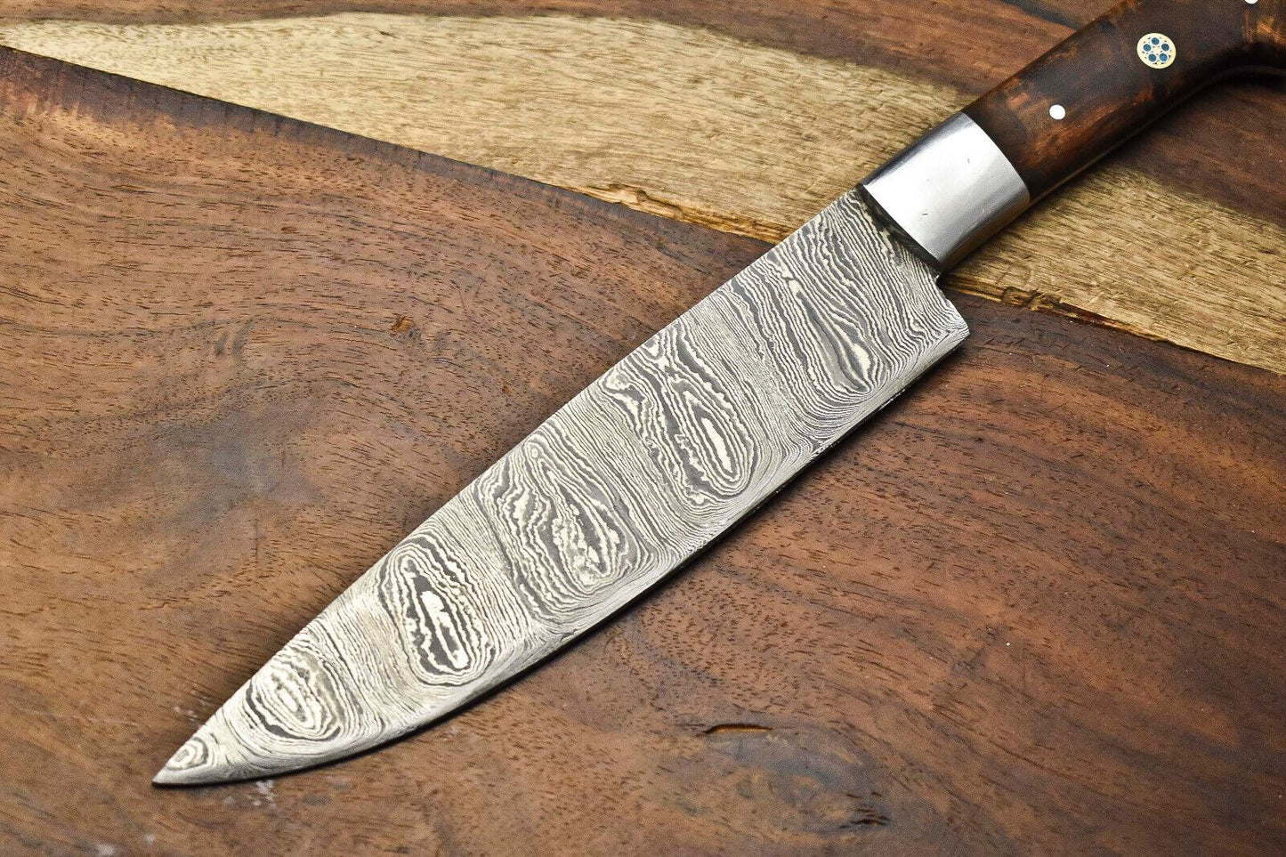Hand Forged Damascus Steel Chef Knife  Full Tang Handmade Kitchen  Sport Knife 2