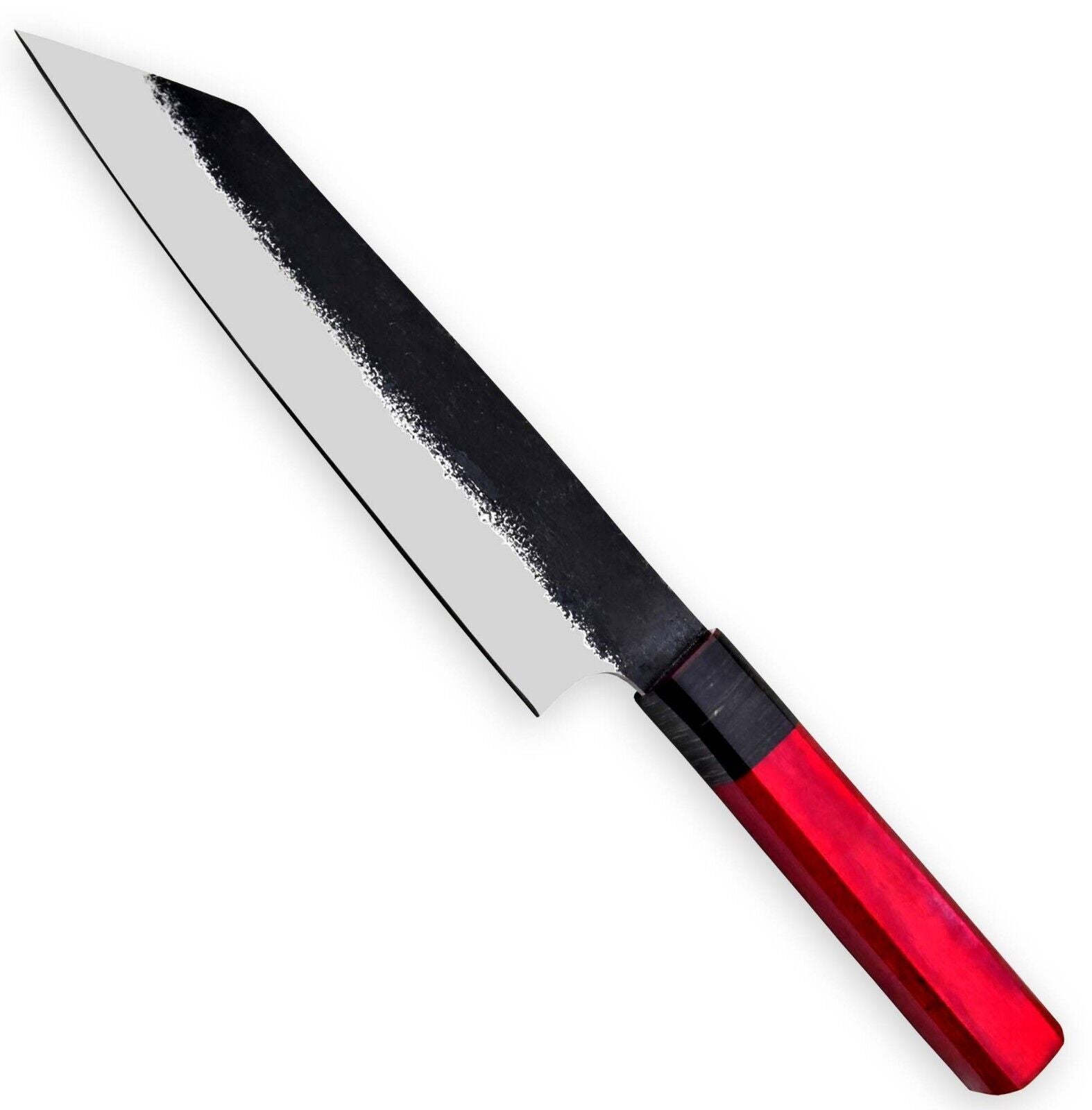 Custom Handmade Hammered 12C27 Steel Chef Knife  Fixed Blade Kitchen Knife With Wooden Handle 1