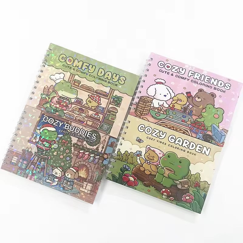 Cozy Friends & Comfy Days Coloring Book, Creative Fun and Stress Relief Art for Adults and Teens, The Perfect Gift